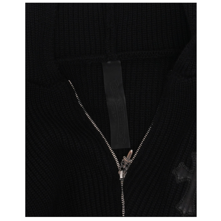 Chrome Hearts 'Black' Triple Cross Patch Scroll Cashmere Zip Up Hoodie