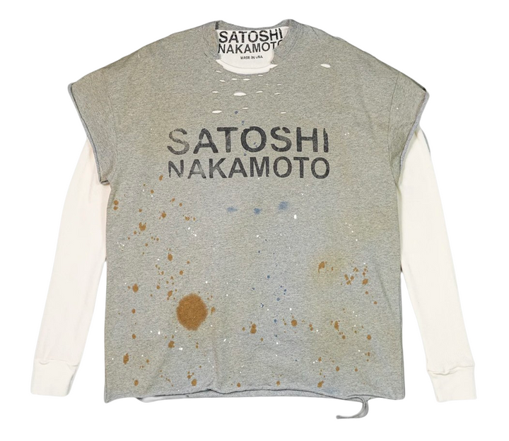 Satoshi Nakamoto 'Luke' Grey Thermal Longsleeve Tee