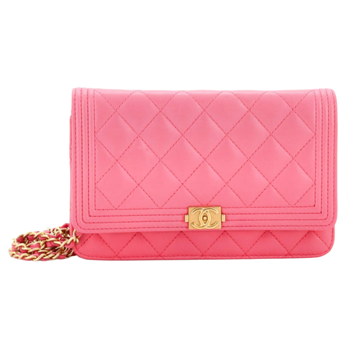 Chanel 'Boy Wallet on Chain' Quilted Lambskin Light Pink
