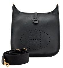 Hermès 'Black' Clemence Evelyne 3 PM 29 Bag