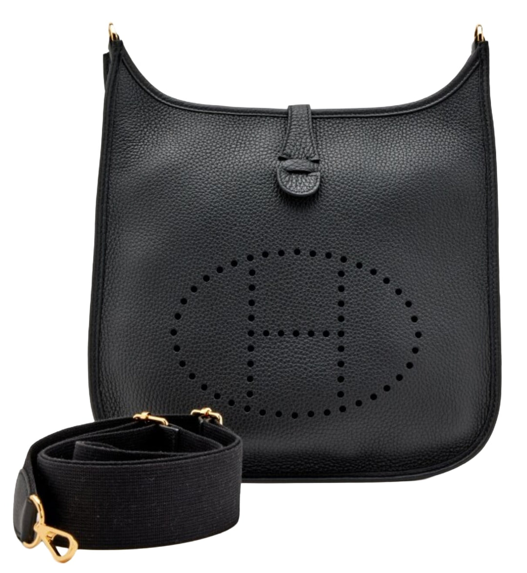 Hermès 'Black' Clemence Evelyne 3 PM 29 Bag