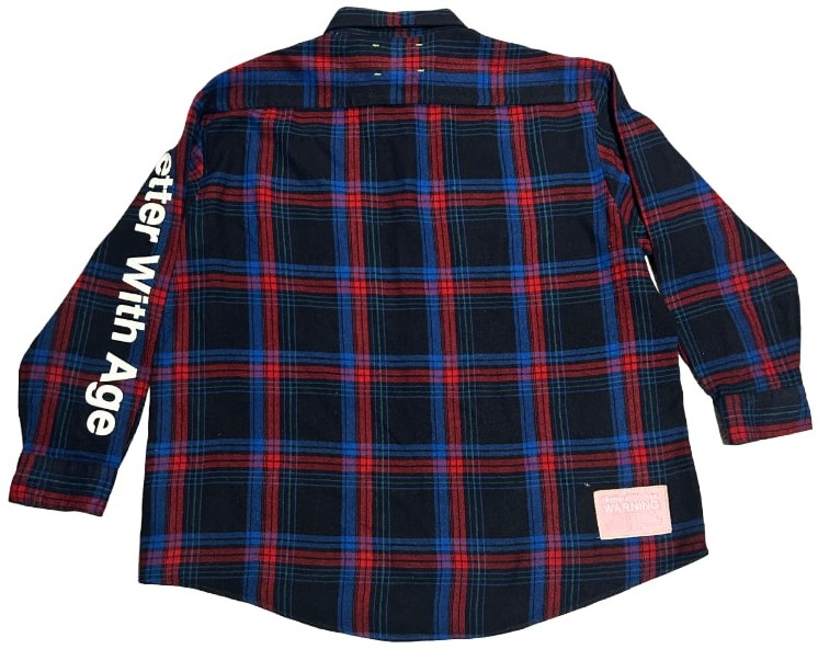 *Better With Age 'Distressed Patch' Red/Blue Flannel
