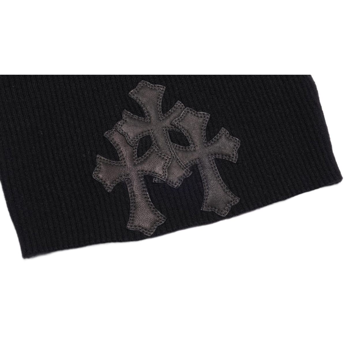 Chrome Hearts Women's 'Black' Triple Cross Patch Cashmere Short Sleeve Turtleneck 