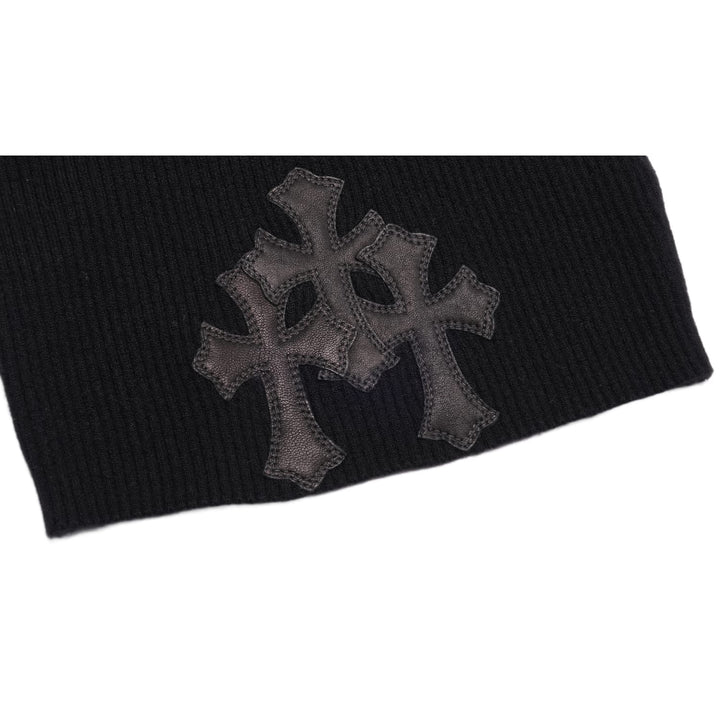 Chrome Hearts Women's 'Black' Triple Cross Patch Cashmere Short Sleeve Turtleneck 