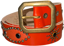 Studded 'Orange Leather/Black Gem' Orange Belt