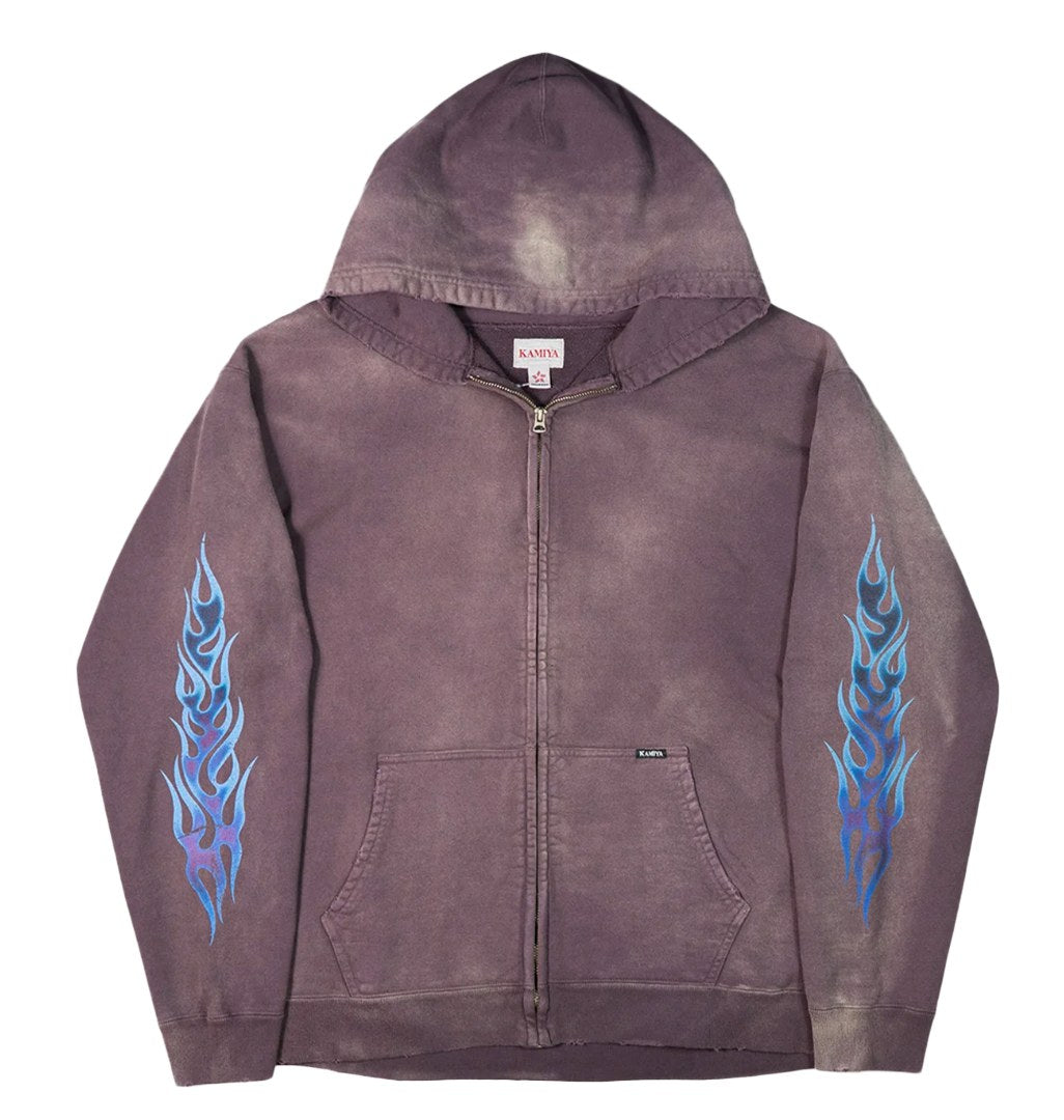 Kamiya 'Fire Distressed' Brown Zip Up