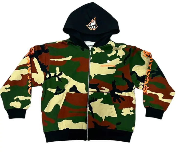 Chrome Hearts Matty Boy 'Camo' Caution Zip Up Hoodie