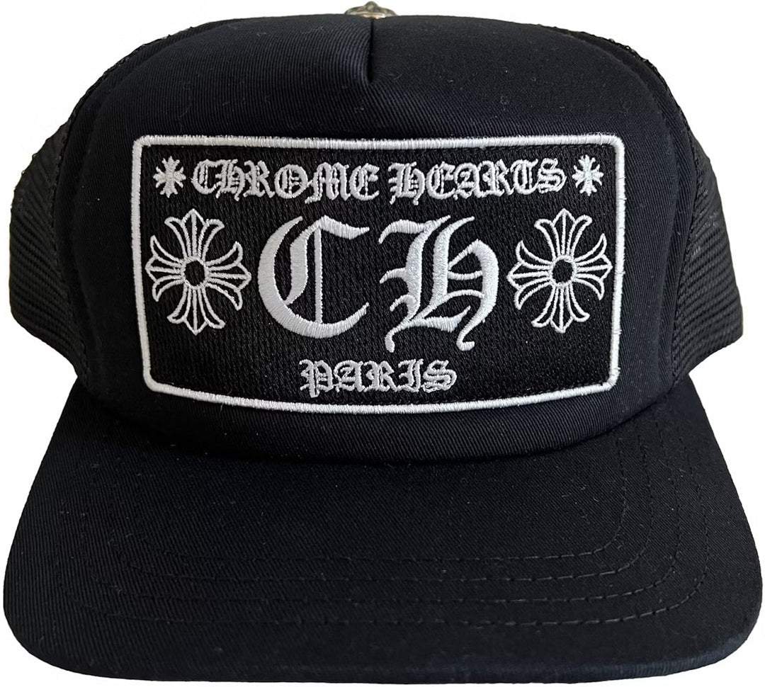 Chrome Hearts 'Paris CH' Black Trucker Hat
