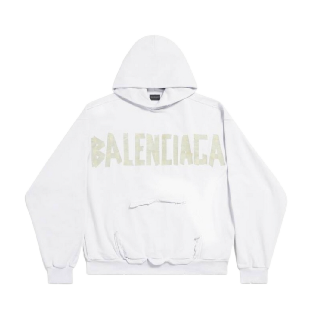Balenciaga 'White' Tape Logo Hoodie