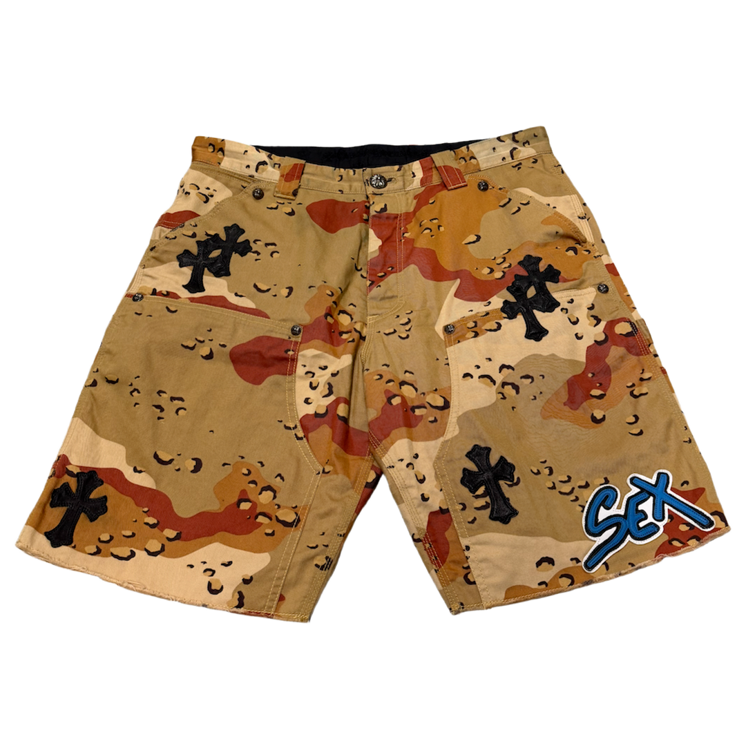 Chrome Hearts Matty Boy 'Sex Records Cross Patch' Desert Camo Carpenter Shorts