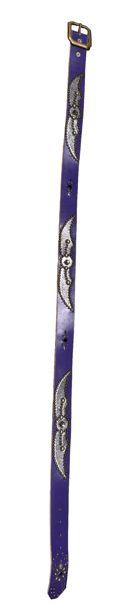 Studded 'Silver Chrome Wing/ Spider Gem' Purple Belt