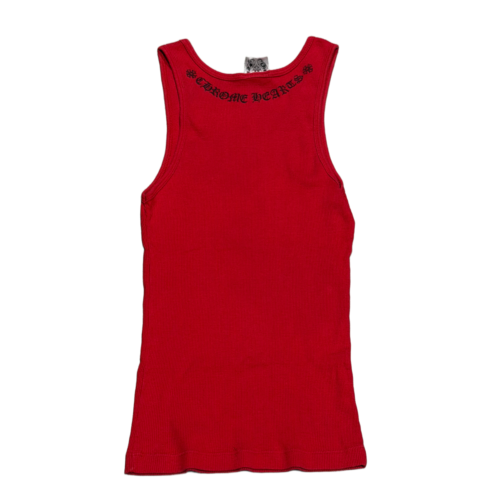 CHrome Hearts Vintage 'Floral Cross' Red Tank Top