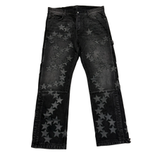 Amiri 'Black' Chemist Leather Star Patch Double Knee Carpenter Jeans