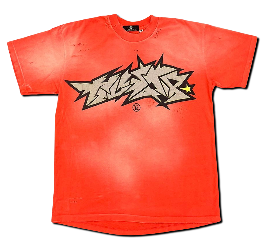 Hellstar Cracked Logo Distressed Tee 'Red'