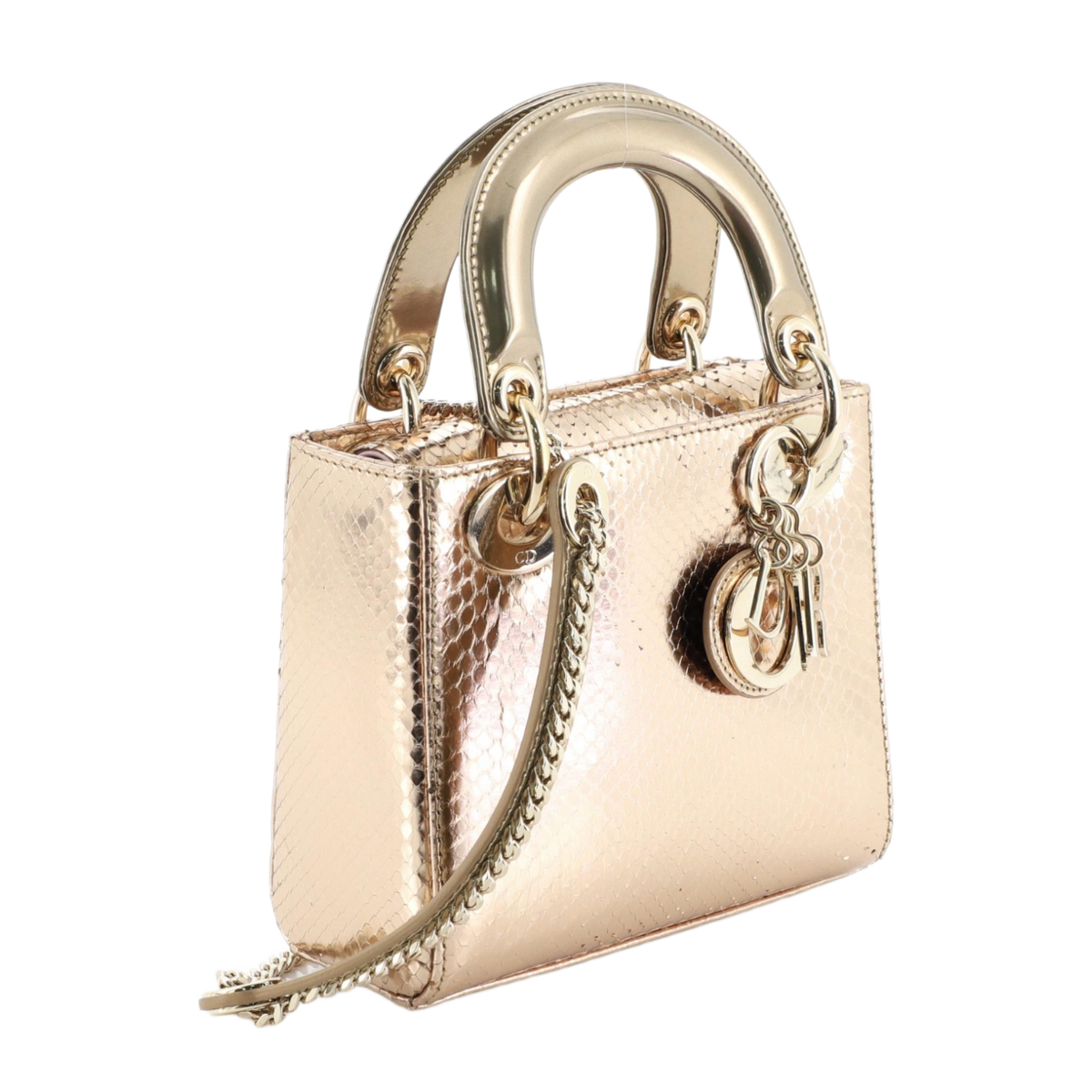 Dior 'Gold' Lady Dior Mini Python Bag
