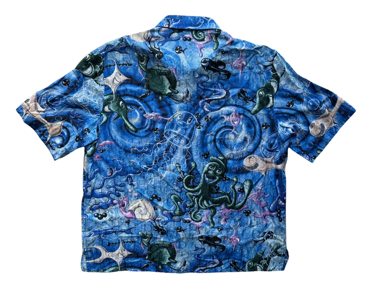 Dior x Kenny Scharf 'Fish' Silk Button Up Shirt