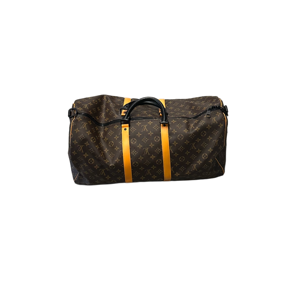 Louis Vuitton Keepall 55 'Brown' Monogram Yellow Stripe Duffle Bag