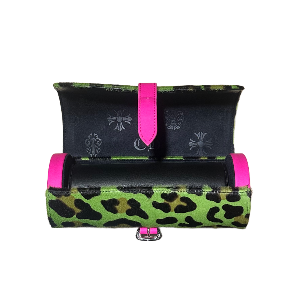 Chrome Hearts 'Green & Pink' Leopard Print Watch Roll