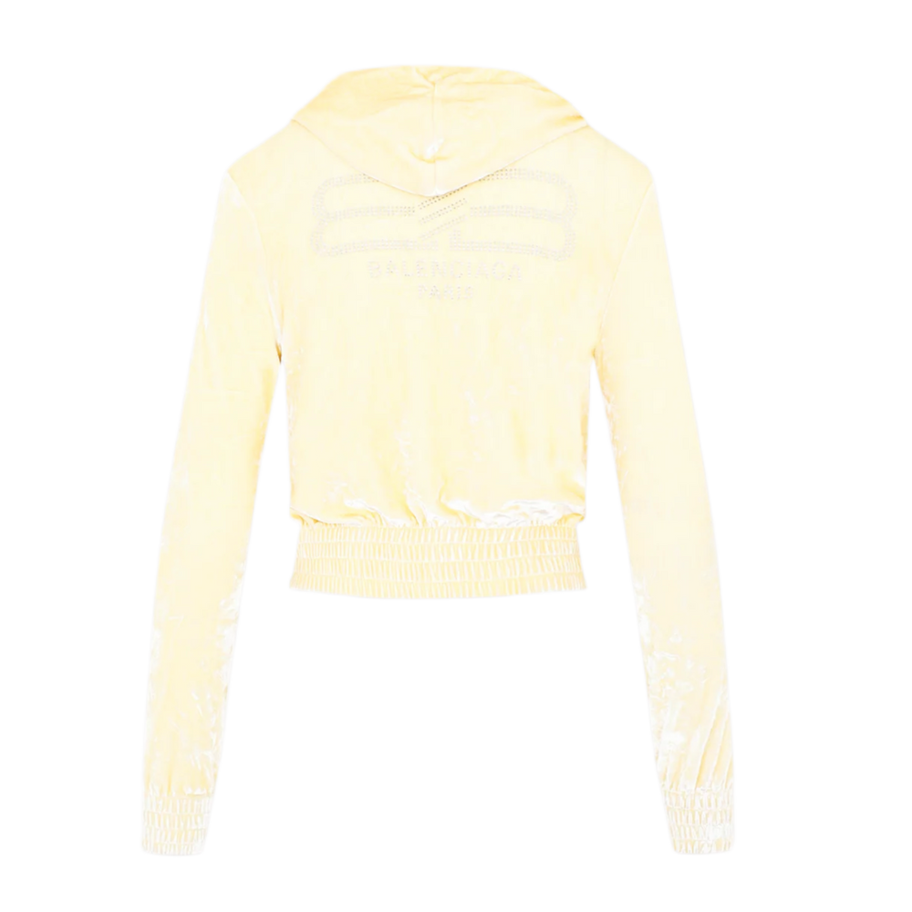 Balenciaga 'Velvet Cream' BB Paris Icon Zip Up Hoodie