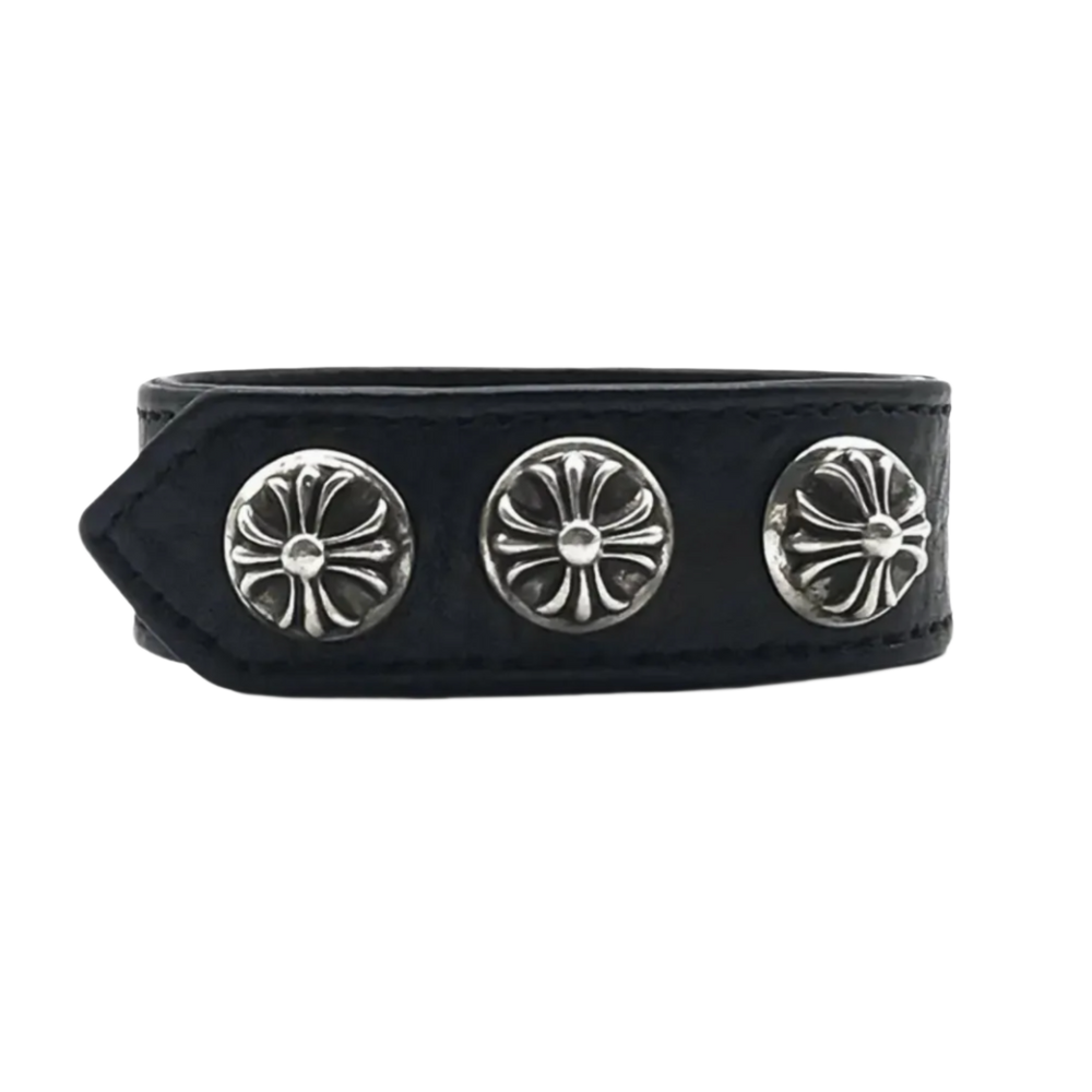 Chrome Hearts 'Black' 3 Snap Cross Bracelet