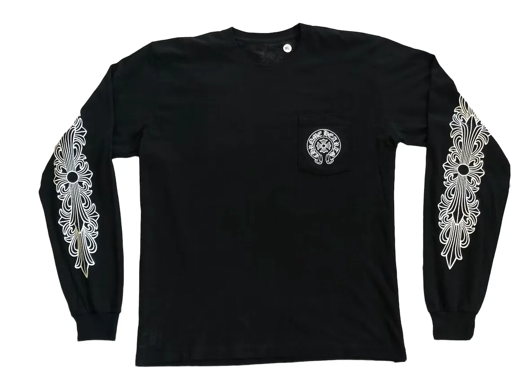 Chrome Hearts 'Horseshoe Pocket Logo' Floral Long Sleeve Tee