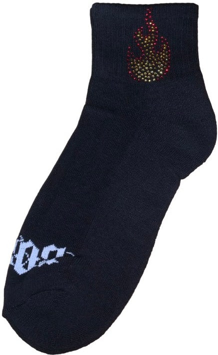 Bossi 'Flame' Rhinestone Black Socks
