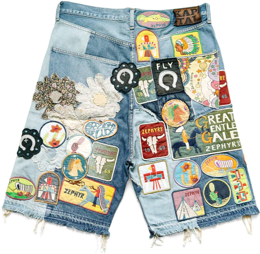 Kapital 'Patch' Denim Shorts