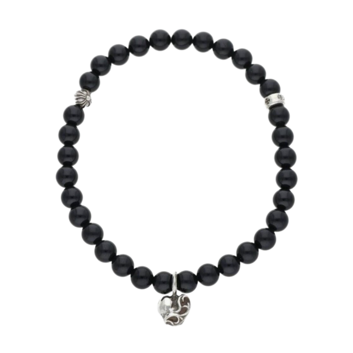 Chrome Hearts 'Floral Heart Pendant' 3MM Beaded Bracelet