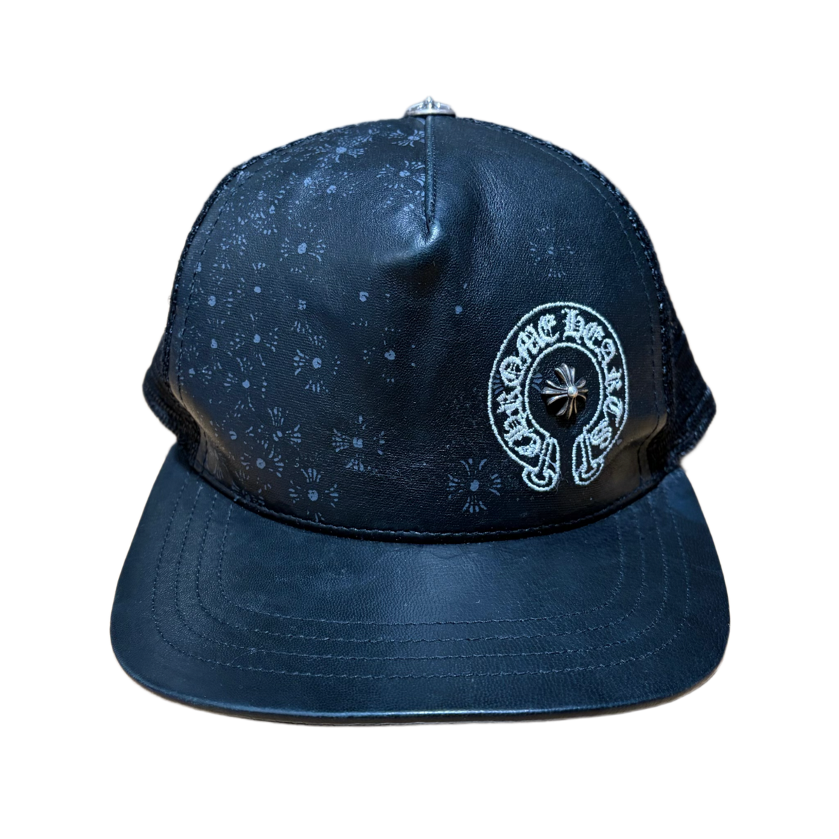 Chrome Hearts 'Black' Leather Plus Cross Hat