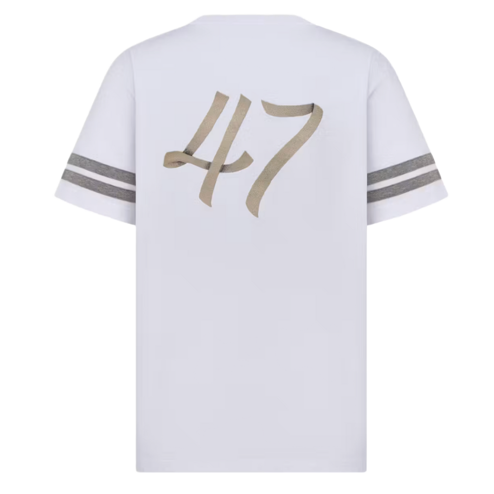 Dior 'Metallic Ribbon Logo' White Tee