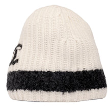 Chanel 'Black Stripe' Ecru CC Cashmere Beanie