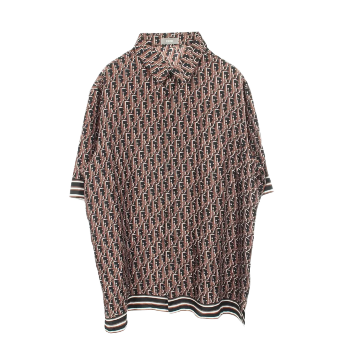 Dior 'Black/Brown' Oblique Button Up Silk Shirt 