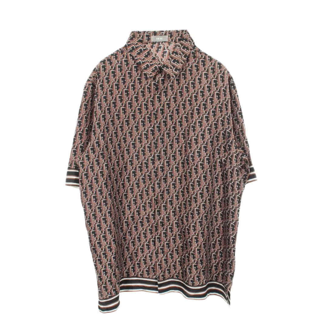 Dior 'Black/Brown' Oblique Button Up Silk Shirt 