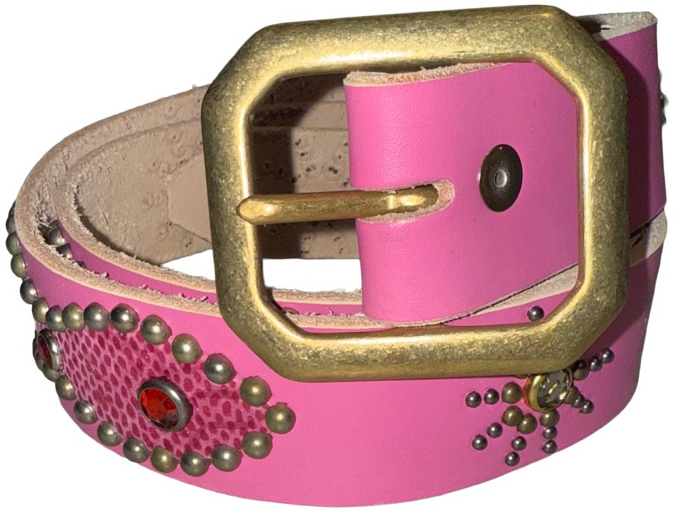 Studded 'Pink Snakeskin/Sun' Pink Belt