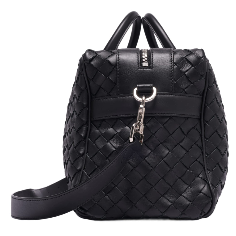 Bottega Veneta 'Black' Leather Intrecciato Duffle Bag