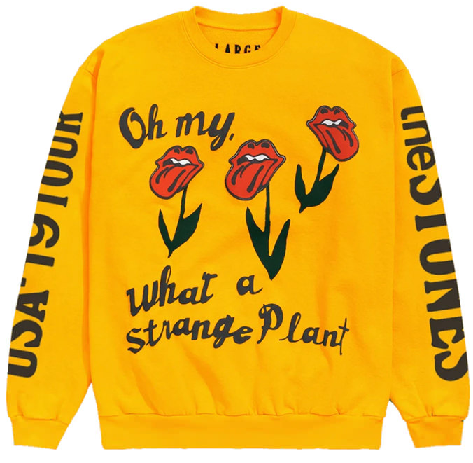 Cactus Plant Flea Market x Rolling Stones 'Strange Plant' Yellow Crewneck