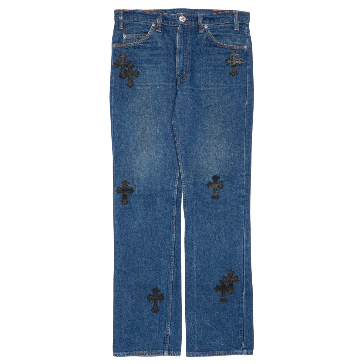 Chrome Hearts 'Blue' 14 Patch Orange Tab Levis 517 Jeans
