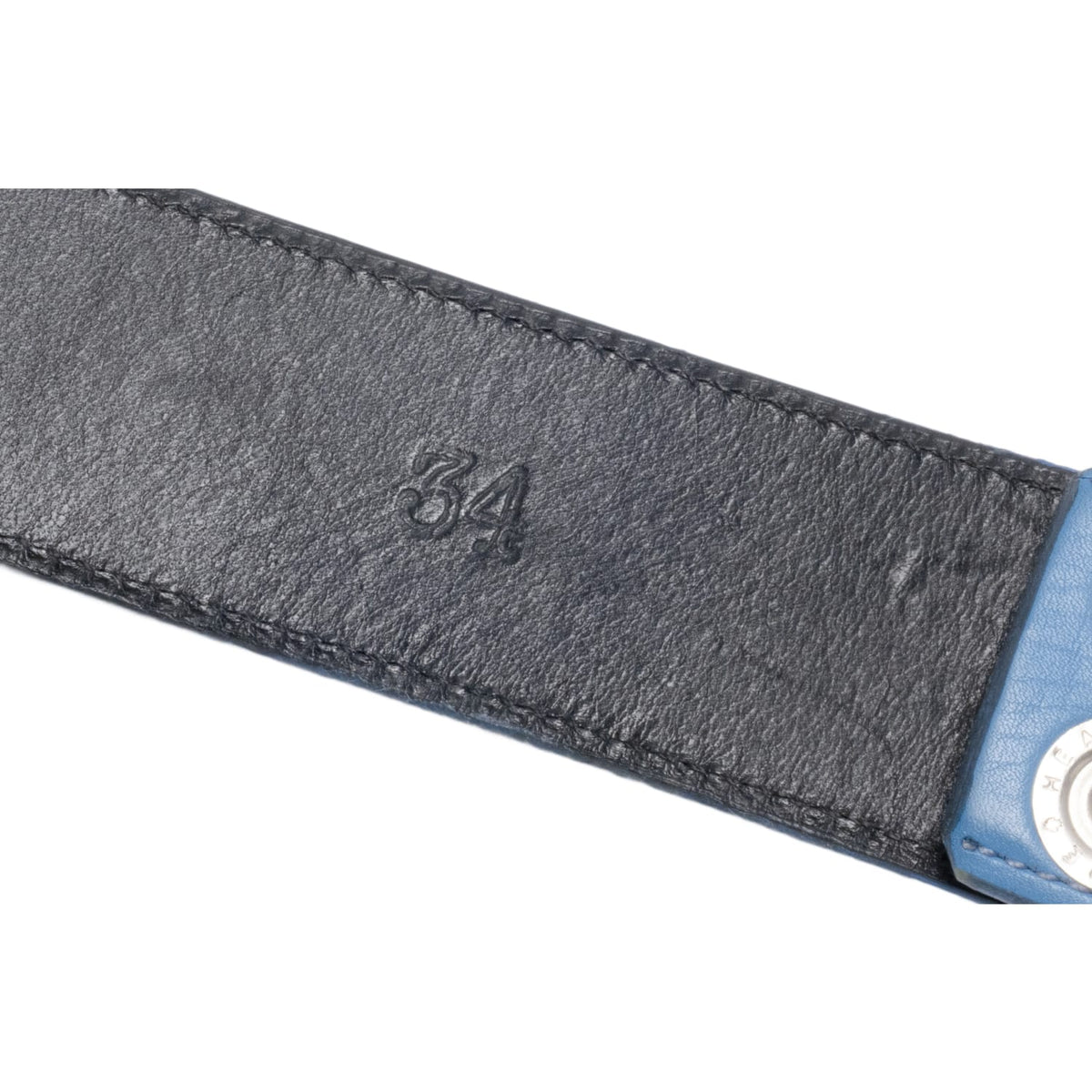Chrome Hearts 'Blue' Small Oval Leather Belt