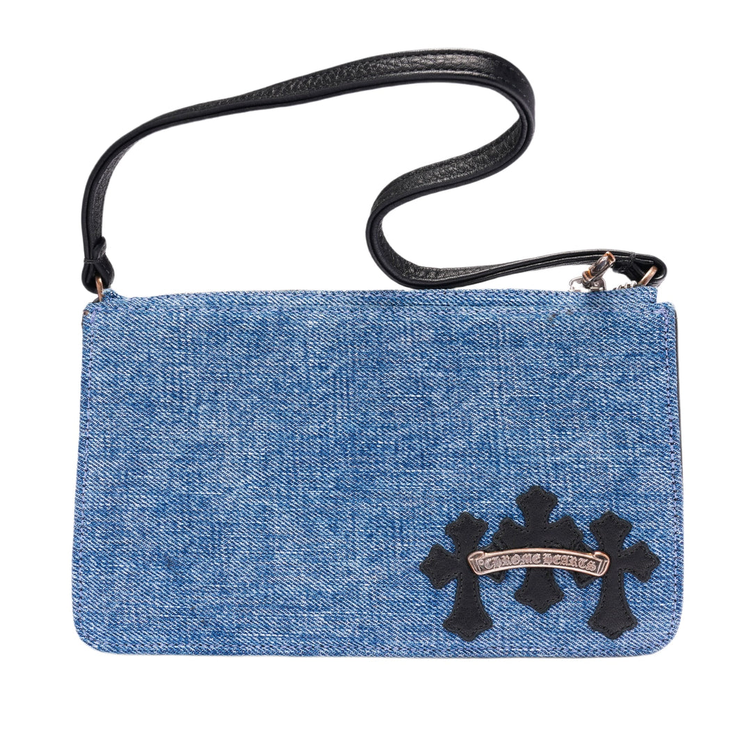 Chrome Hearts 'Blue' Denim Cemetery Cross Patch Purse