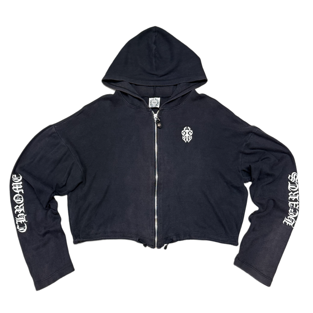 Chrome Hearts 'Dagger' Black Vintage Cropped Zip Up Hoodie