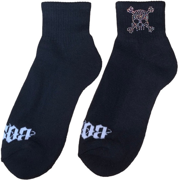 Bossi 'Mini Skull' Rhinestone Black Socks