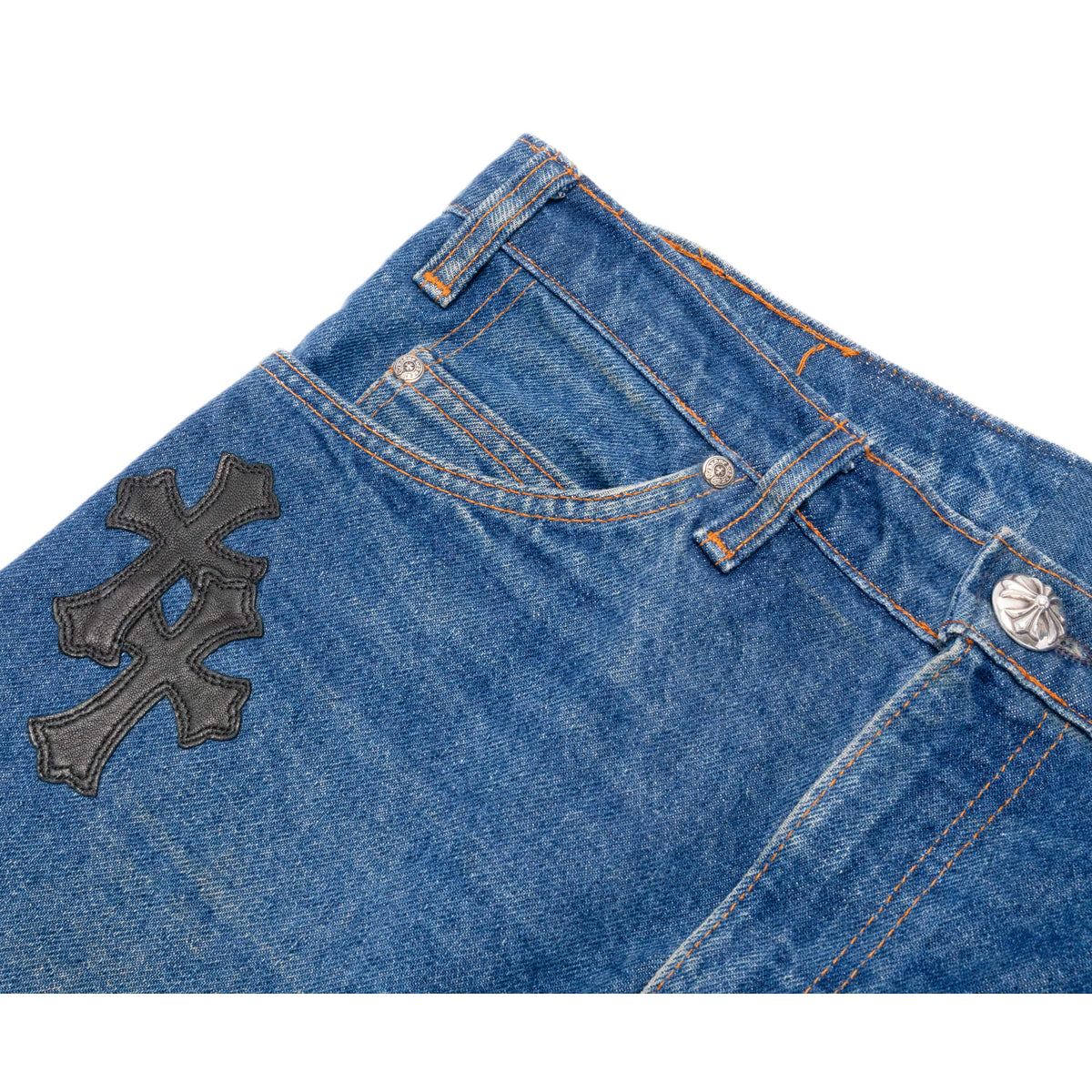 Chrome Hearts 'Blue' 14 Patch Orange Tab Levis 517 Jeans