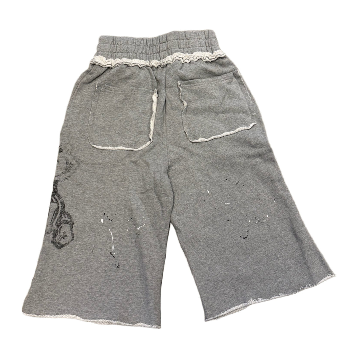 Saint Vanity 'Black Badgers' Distressed Long Sweatshorts 