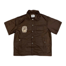 Saint Vanity 'Brown' Nylon Button Up Top with Removable Hood