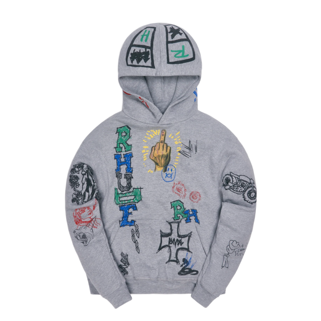 Rhude 'Heather Grey' Middle Finger Hoodie