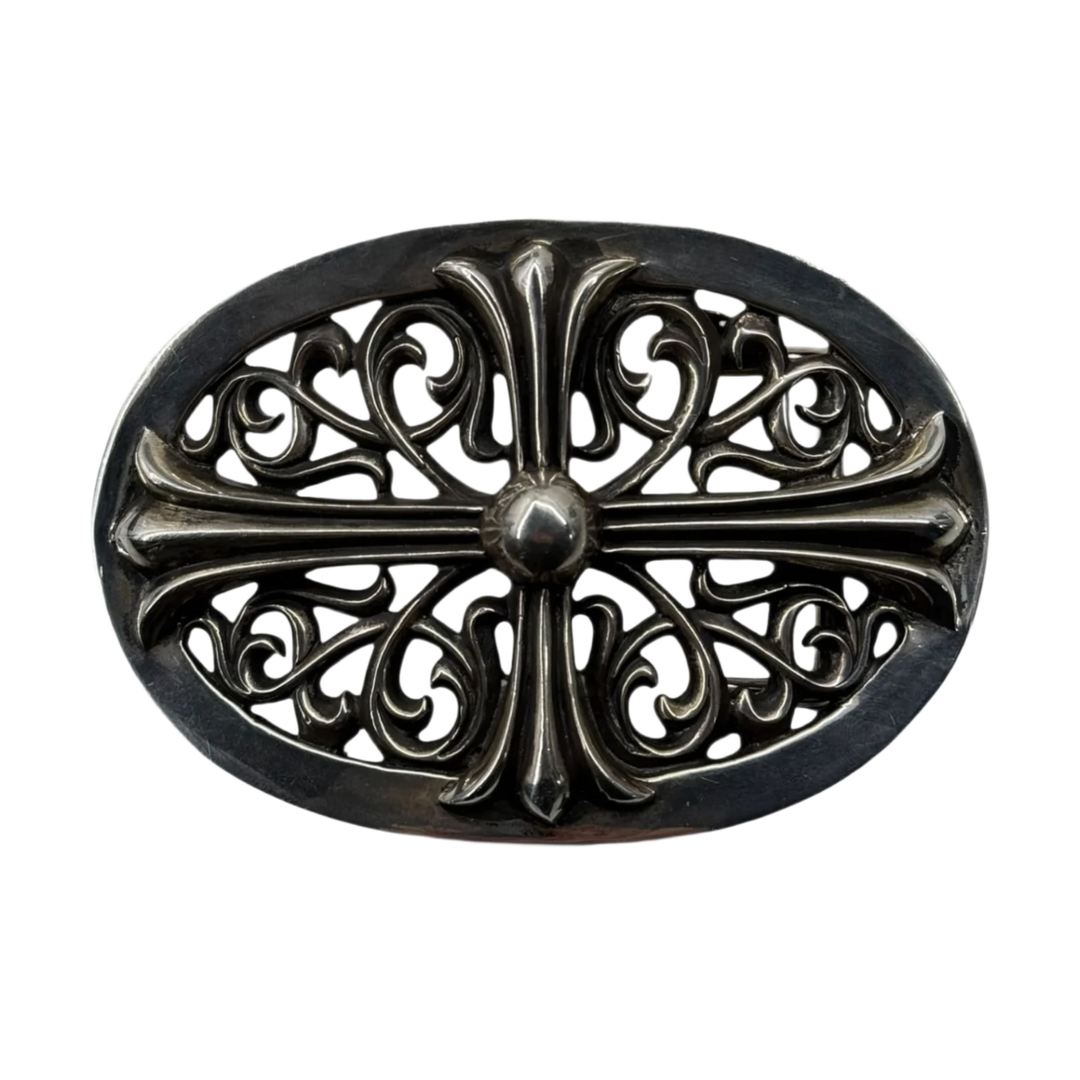 Chrome Hearts 'Silver' Large Oval Cross Belt Buckle