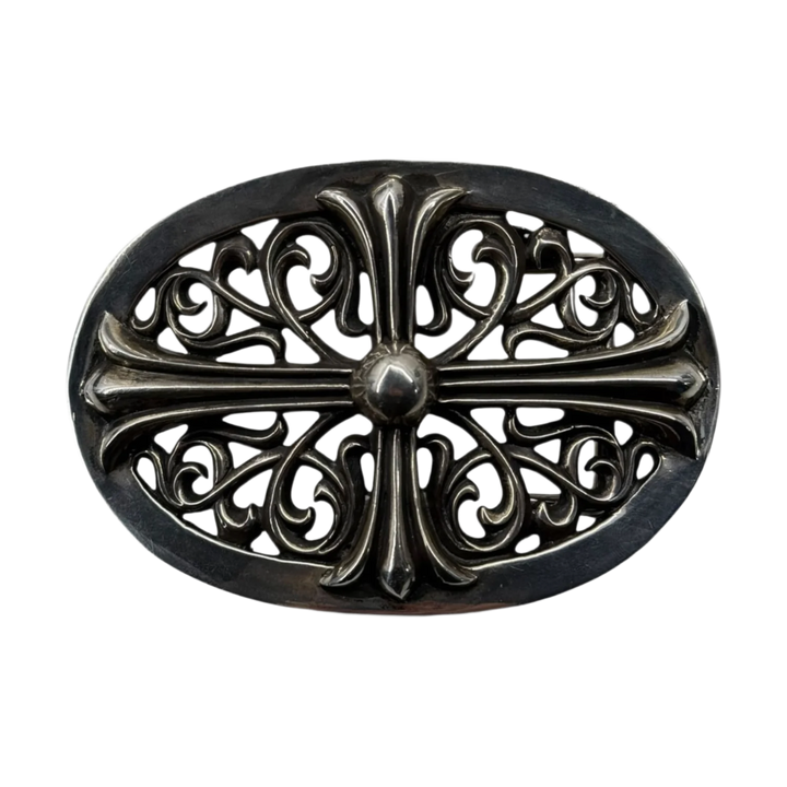 Chrome Hearts 'Silver' Large Oval Cross Belt Buckle