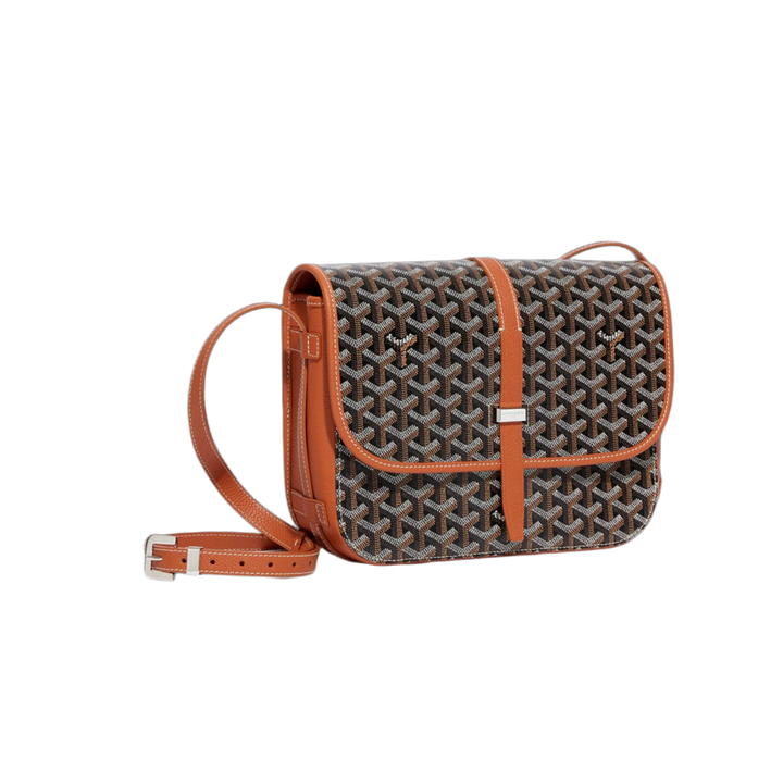 Goyard Belvedere Messenger Goyardine MM Black Tan