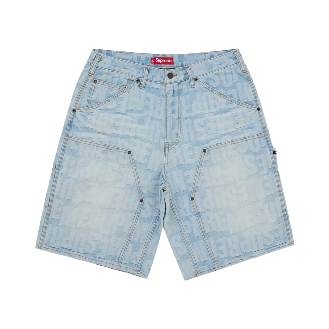 Supreme Repeat Jacquard Double Knee Denim Short Light Washed Indigo