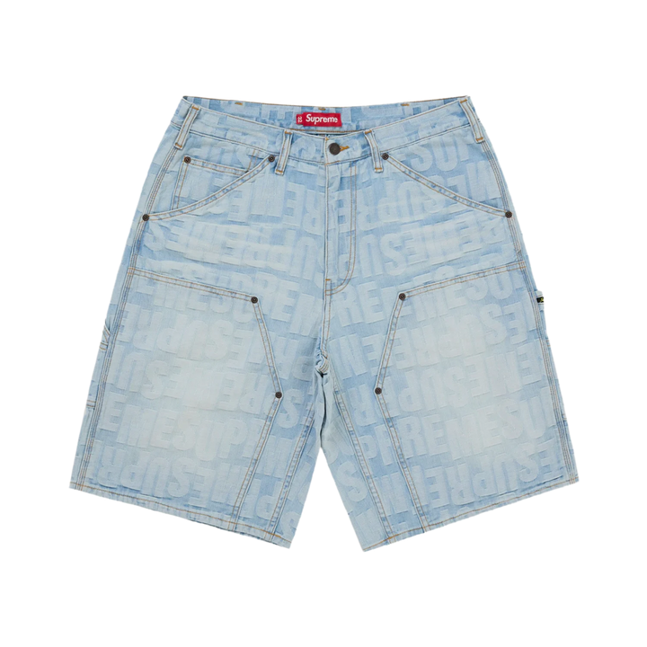 Supreme Repeat Jacquard Double Knee Denim Short Light Washed Indigo